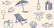 © jonty - Beach Vacation Doodle Collection Illustration Featuring Coastal Travel Leisure And Summer Holiday Objects