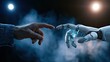 © Sitti - A human finger and a robotic hand reach out, touching fingertips, symbolizing creation