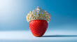 © MSTTANZURSULTANA - Fresh strawberry dessert topped with whipped cream on bright blue background