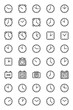 © Shofik - Set of black and white clock icons showing different times on round and square watch faces for design