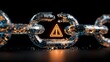 © Adri - A broken digital chain link with a glowing warning symbol, signaling a breach