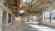 © KeJayStudio - Industrial style interior with exposed wooden beams and concrete walls in spacious room with large windows letting in natural light, creating bright and airy atmosphere