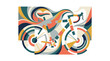 © Chimoetya_images - Abstract Colorful Cyclist Riding Bicycle Illustration with Geometric Patterns and Dynamic Lines