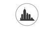© Jajan - City skyline silhouette in circle frame.