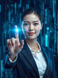 © hithit - 女性が電子パネルを触っている