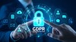 © Nimra - GDPR Data Protection and Privacy Security Concept with Finger Touching Digital Lock Interface