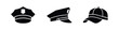 © Lili - Police hat icons set. Various police caps and headwear symbols for law enforcement and authority.
