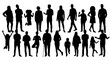 © Riyadkingline - Silhouettes of people walking together outdoors isolated on transparent background, Vector