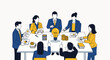 © Miftakhul - Diverse team brainstorming around a table with a glowing lightbulb and stacks of coins, ideal for startup ideas, financial planning and business meetings.