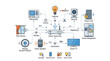 © fabricio - Smart home hub connects various household devices like lighting, security cameras, and appliances in an integrated automation network.