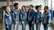 © phj.domingos - Diverse group of people wearing unique upcycled denim patchwork jackets