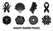 © GoDesigner - Avant garde paper folding art origami crane fan drapery ribbon geometric rose swirl knot.