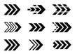 © Arina Fadila - Collection of various black arrow icons pointing right on white background