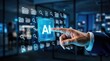 © BIZTECHART - Ai interaction demonstration digital workspace infographic modern office close-up view technology innovation for enhanced decision making