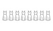 © Tanbir - Eight identical simple line art dresses in a row against a white backdrop symbolizing choice