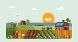 © mawar - Sustainable Farm Landscape with Tractor, Wind Turbine, and Solar Panels
