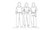 © Stock Image Paradise - Three women stand together in a 2D CAD Vector illustration of people