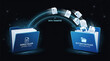 © MdGolam - Data transfer concept secure file sharing between folders with digital connection and network illustration