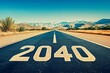 © Ilja - Exploring the Future A Long, Empty Asphalt Road Leading Towards a Distant Horizon in 2040