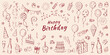 © Nikhil - hand drawn birthday party doodle collection red hand drawn balloon cake gift champagne