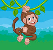 © Christos Georghiou - A monkey cartoon character singing on jungle vines and pointing