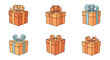 © MomStock - Colorful Hand-drawn Gift Boxes with Ribbons and Bows, Festive Holiday and Celebration Packaging Illustration, Ideal for Cards, Invitations, and Winter Events