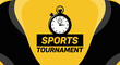 © ENDANG - Sports Tournament Logo Featuring Stopwatch, Abstract, Yellow and Black Background Design