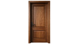 Classic wooden interior door with dark metal handle
