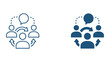 © Liam - Team communication and group interaction icon set featuring speech bubbles and circular arrows representing ongoing business dialogue and collaborative feedback loops in a professional vector format