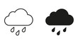 © MDBAYZID - Rainy weather cloud icon with falling droplets in outline and solid vector style for meteorological forecast graphics