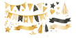 © dian's - Watercolor black and gold party decorations and luxury bunting elements