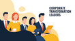 © Crushin - Corporate leaders discuss digital workplace strategies in a modern flat design office
