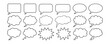 © MSTGIRATUN - Selection of hand drawn style comic speech bubbles and thought clouds with irregular outlines on transparency.