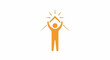 © hai - Orange silhouette of a person with arms raised holding a roof shape above their head, sunburst rays extending outwards