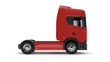 © Astro Vigital - Side view of modern red semi truck tractor unit isolated on white background, 3d render