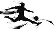 © smth.design - dynamic soccer player silhouette kicking the ball with motion brushstroke effect