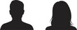 © Mannan - Black silhouette bust portraits of a man and woman side by side on white vector illustration