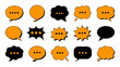 © DesignHub - speech bubble icons flat icon design orange black communication dialogue talk message conversation graphic vector illustration symbol chat text interface element