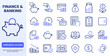 © nadiinko - Retirement money line icon set. Pension fund, profit growth, piggy bank, finance budget, income minimal vector illustration. Simple outline signs for investment. Blue duotone color. Editable Stroke.