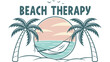 © mobil - Beach therapy vector illustration with hammock between palm trees