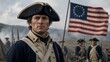 © Formoney - Revolutionary soldier standing with flag on battlefield