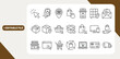 © Kingko - Click and collect online shopping editable stroke outline icons set isolated on white background flat vector illustration.