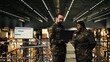 © DC Studio - Armed forces diverse personnel working in military warehouse and managing cargo for defense, inspection for inventory, Soldiers ensuring command and control systems in military base.