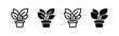 © liubomir118809 - Potted plant icon set. Houseplant symbol, indoor greenery glyphs, and natural decor element vector.