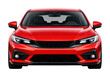 © Rawpixel.com - PNG Sleek red sedan front view on white background.