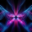 © hafiz - Symmetrical blue and purple light fiber optic abstract background.