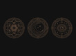 © Suci - Set of Sacred Geometry Celestial Symbols in Rose Gold: Mystical Moon, All-Seeing Eye, and Metatron's Cube Alchemical Occult Illustrations