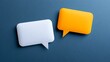 © Khadiza F - Awesome photo of two rectangular blank speech bubbles white and orange on dark blue background.