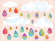 © Marusya Wrobel/Stocksy - Colorful drops fall from bright clouds in a whimsical scene