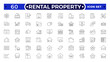 © artshuvo - Rental property and Real Estate outline Icon Set with Property Management, House, Rental, Mortgage, Realtor, Investment, Contract, and Tenant Symbols for Residential Business and web Design Use.